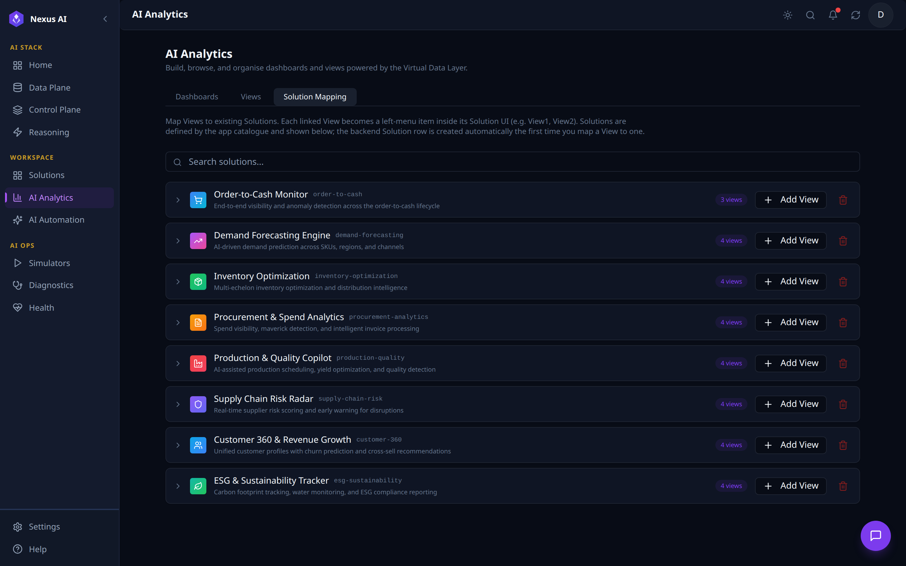 Solution Mapping tab