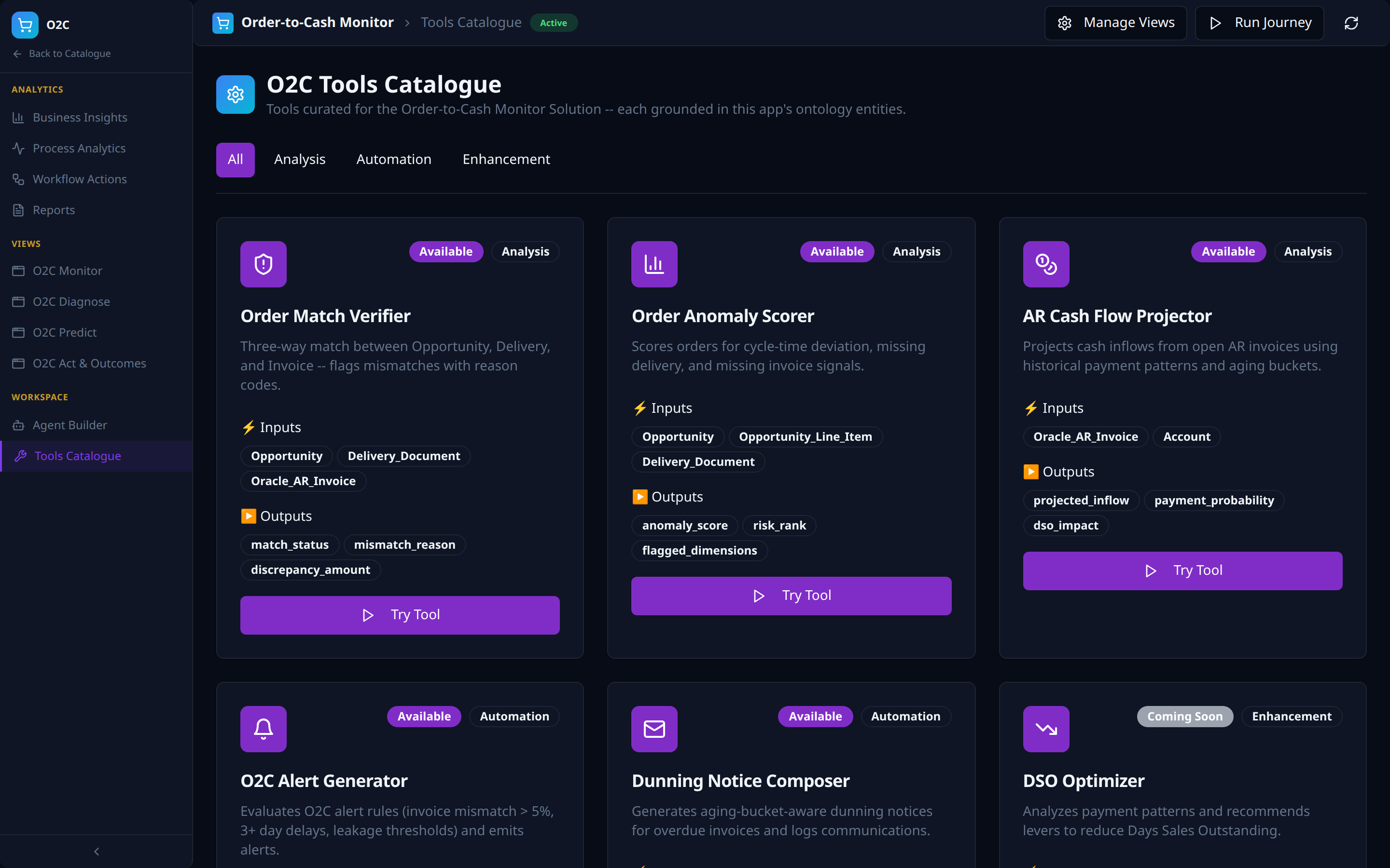 Tools Catalogue -- O2C-curated tool registry